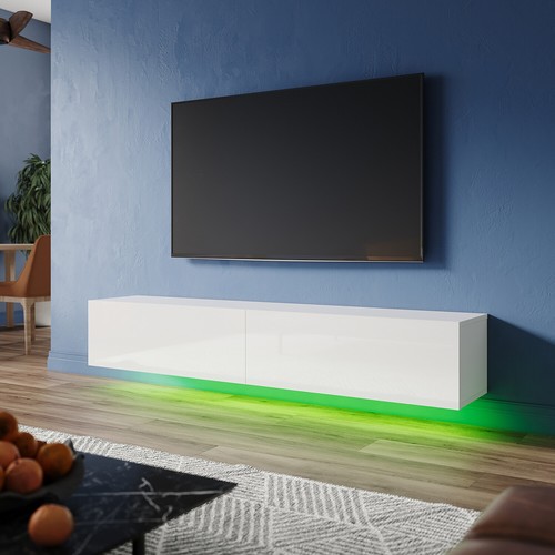 High gloss white floating - white, tv