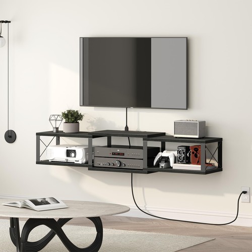 Floating tv stand with - 43.7”,