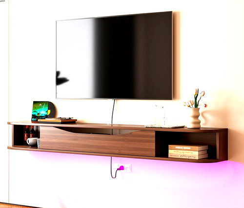 Floating walnut console - floating,