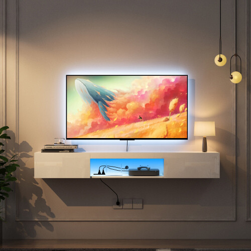 High gloss floating stand - high,